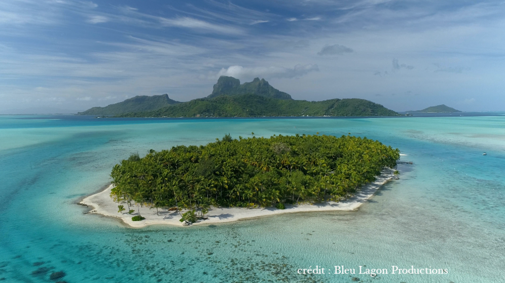 aerial view from Bora Bora island shot by Bleu Lagon Productions
